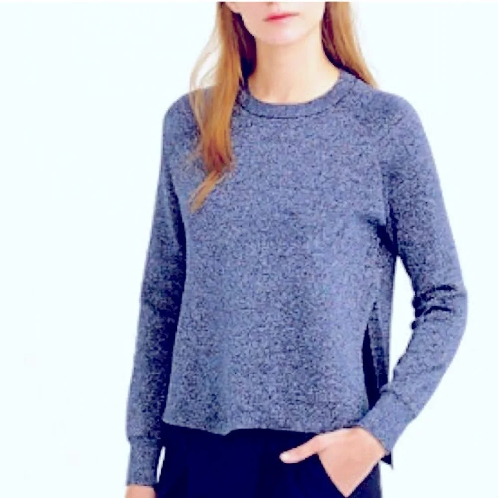 J. Crew Womens Blue Sparkle Knit Side Slit Sweater Sz Small Party Boho Coastal